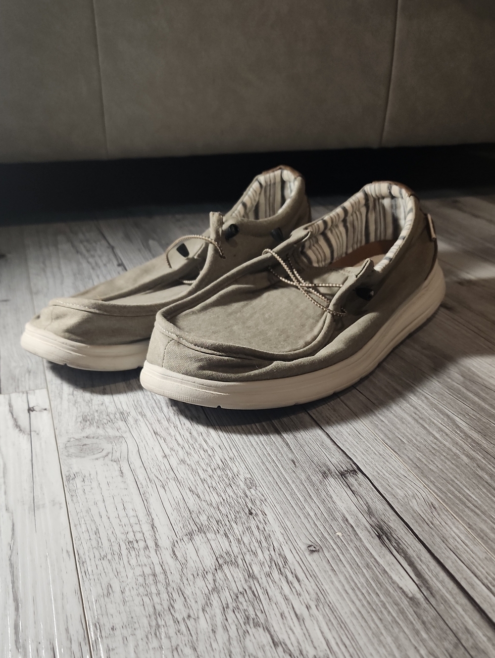 Men's Olive Slip-On Casual Loafers with Cushioned White Sole